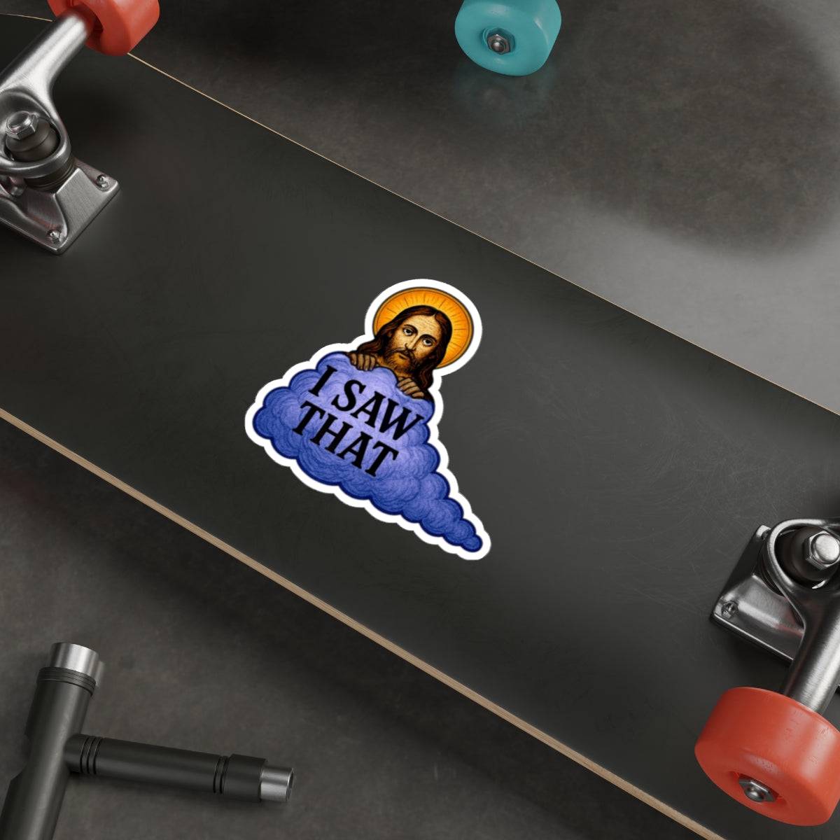 “I Saw That” Jesus Die-Cut Sticker – Humorous Religious Meme Vinyl Decal for Laptops, Water Bottles & More - The Patriots .co