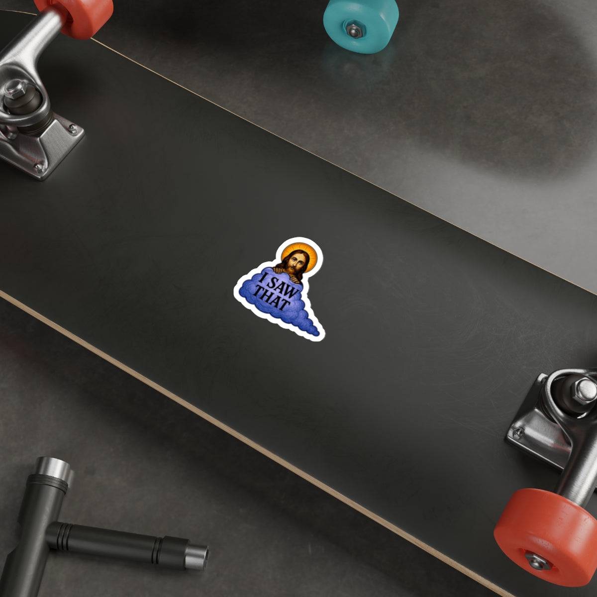 “I Saw That” Jesus Die-Cut Sticker – Humorous Religious Meme Vinyl Decal for Laptops, Water Bottles & More - The Patriots .co