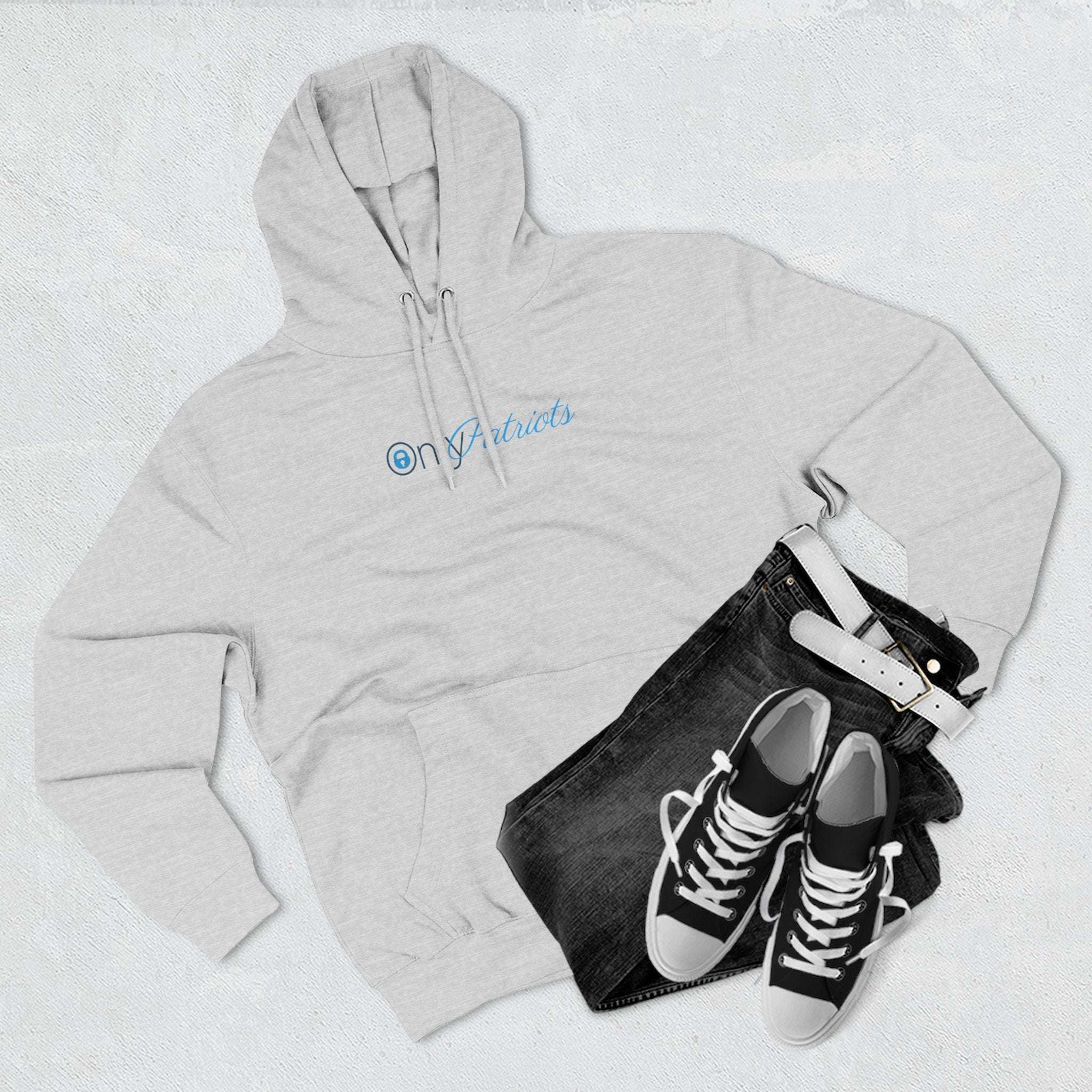 Only Patriots Three-Panel Fleece Hoodie - Cozy Patriots .CO Apparel - The Patriots .co