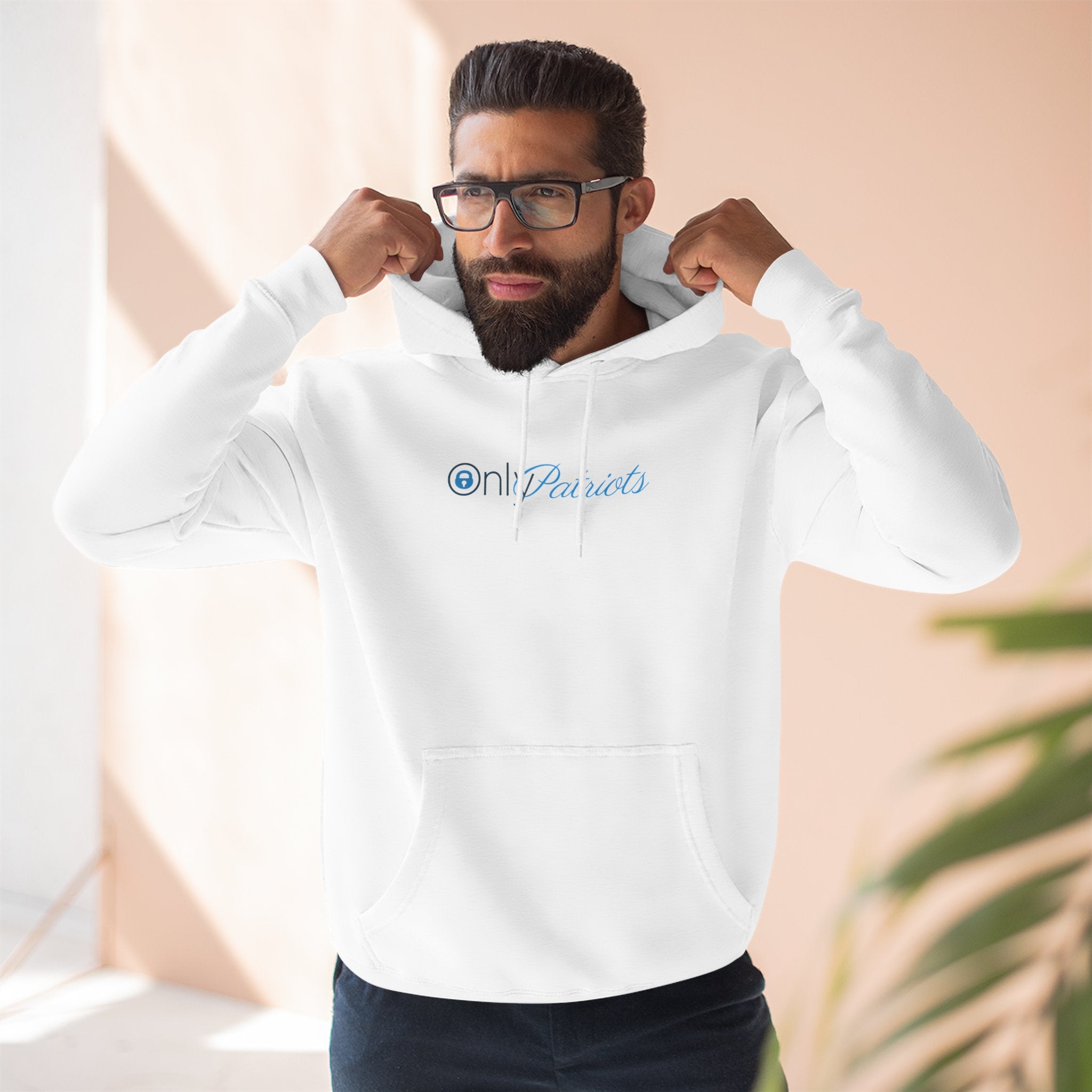 Only Patriots Three-Panel Fleece Hoodie - Cozy Patriots .CO Apparel - The Patriots .co
