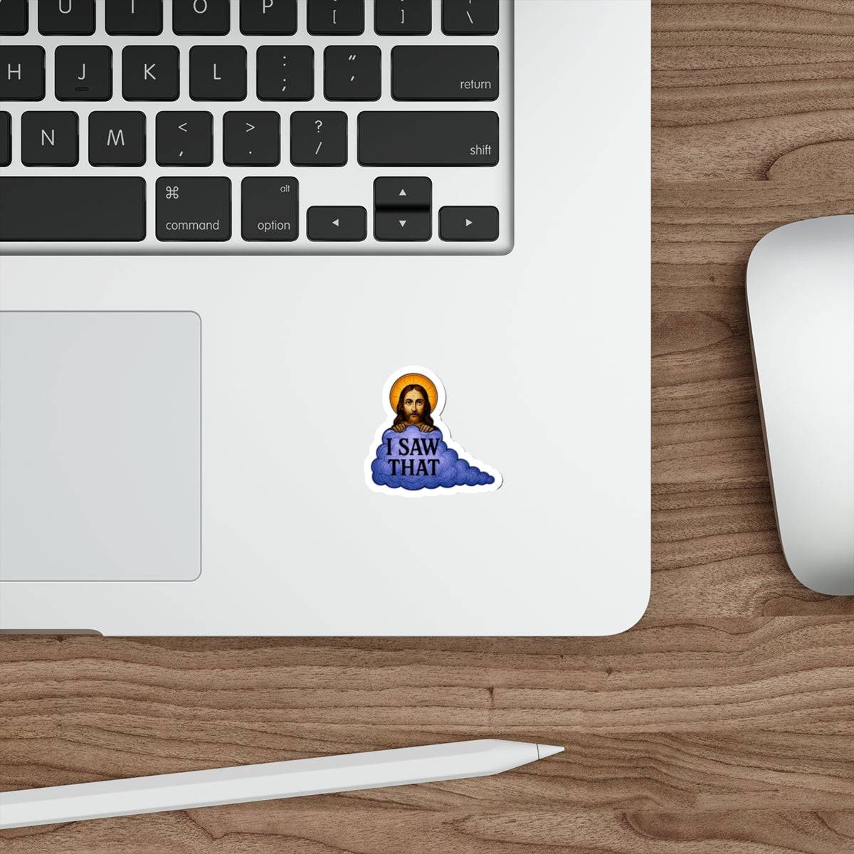“I Saw That” Jesus Die-Cut Sticker – Humorous Religious Meme Vinyl Decal for Laptops, Water Bottles & More - The Patriots .co