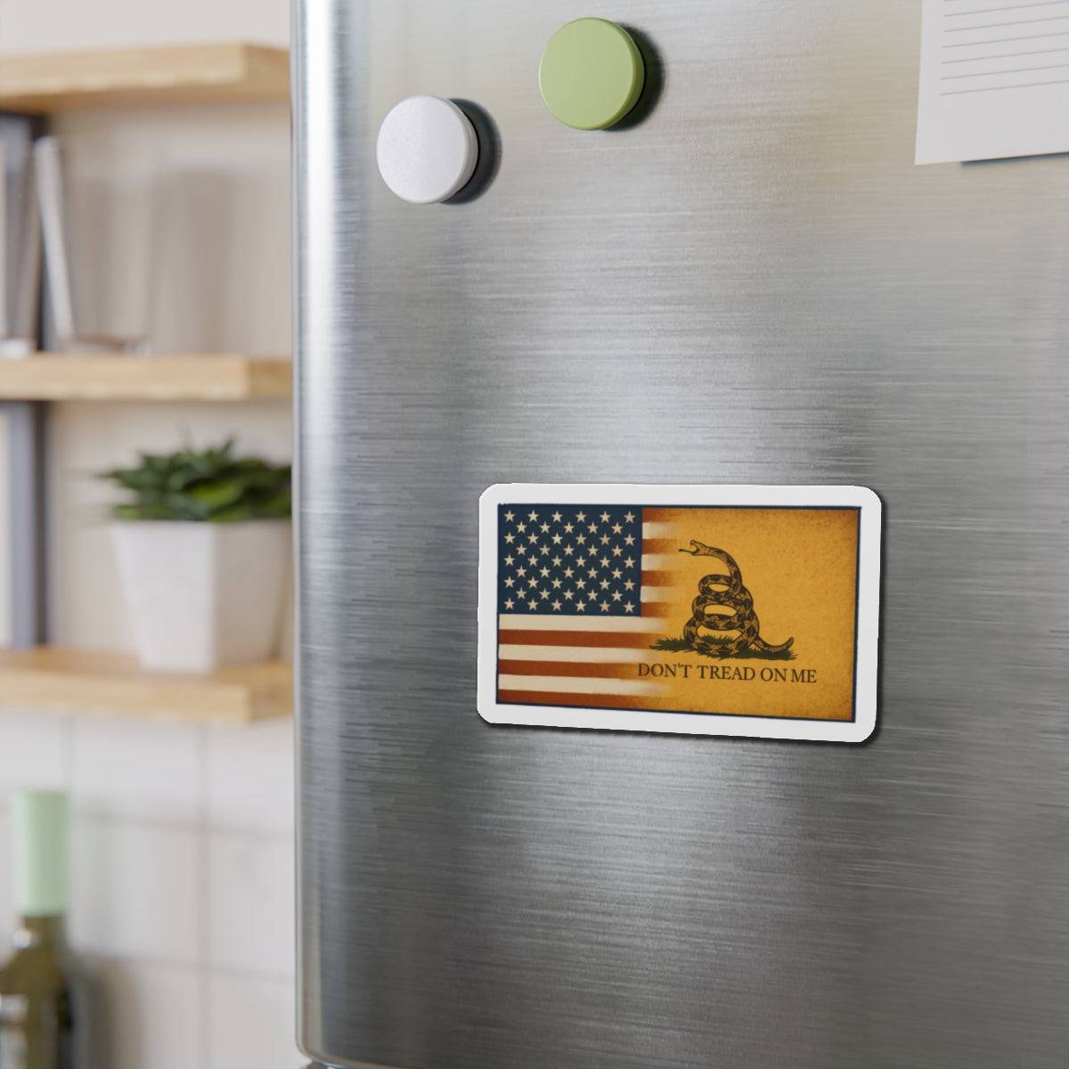 Gadsden & American Flag Die-Cut Magnet – “Don’t Tread on Me” Patriotic Emblem for Vehicles & More - The Patriots .co