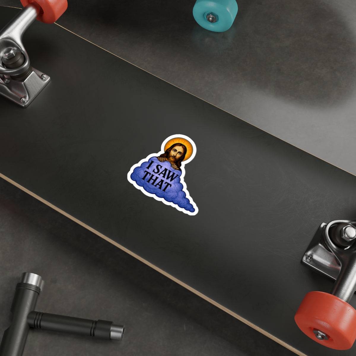 “I Saw That” Jesus Die-Cut Sticker – Humorous Religious Meme Vinyl Decal for Laptops, Water Bottles & More - The Patriots .co