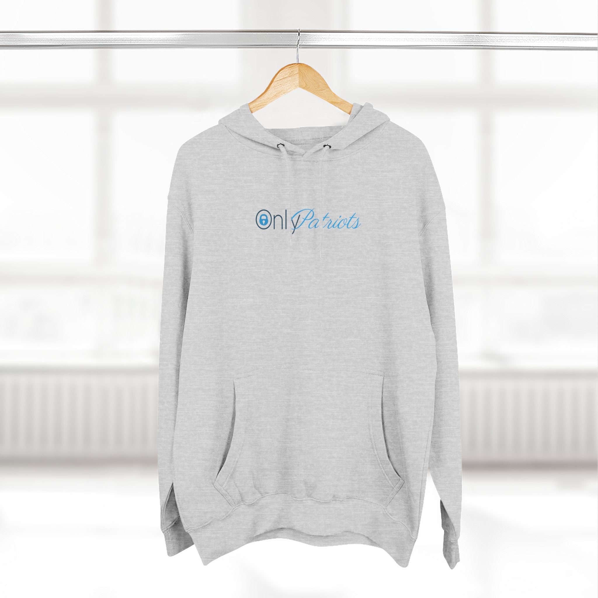 Only Patriots Three-Panel Fleece Hoodie - Cozy Patriots .CO Apparel - The Patriots .co