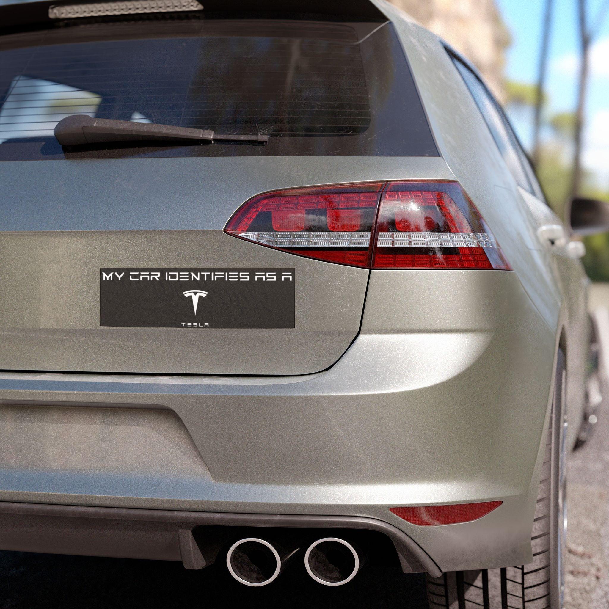 Funny Tesla Car Magnet – “My Car Identifies As a Tesla” (Political Satire) - The Patriots .co